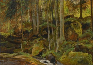 landscape Painting - FOREST STREAM classical landscape Ivan Ivanovich
